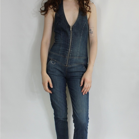 A/X Armani Exchange Dark Blue Denim Jumpsuit - Picture 1 of 9